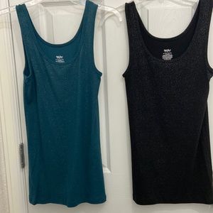 2 mossimo tank tops. Sparkling black and teal. Like new!